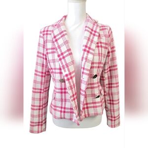 Rachel Zoe Pink and White Plaid Blazer
